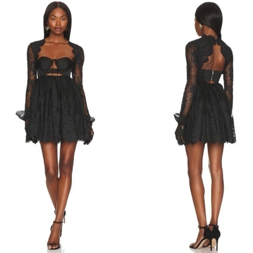 For Love and Lemons Regina Mini Dress in Black